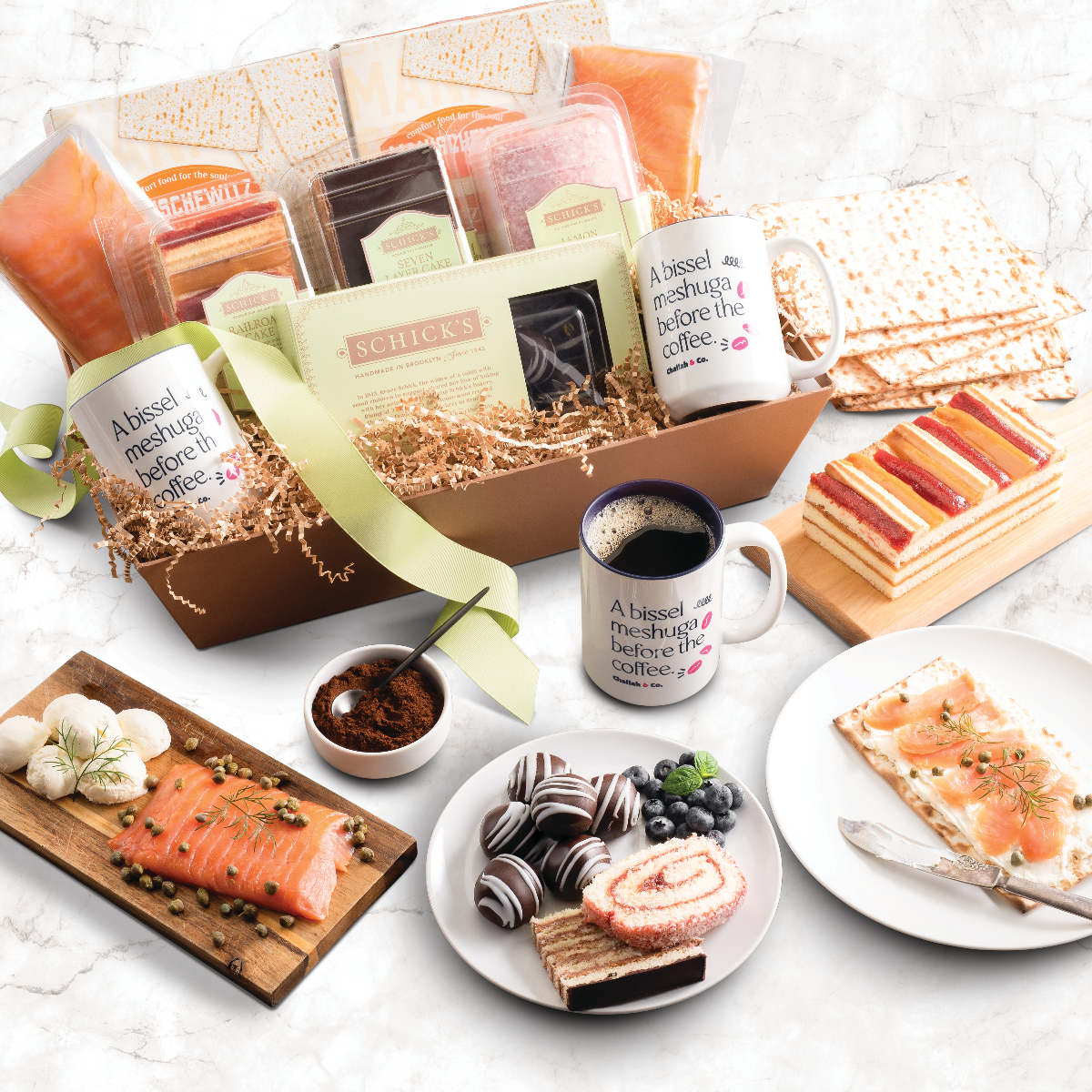 Lotta Lox & Matzah Brunch Basket - Kosher For Passover